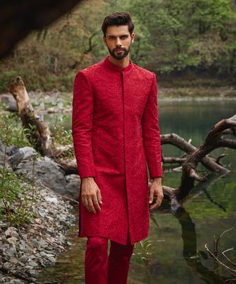 Red scarlet sherwani set 2