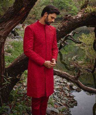 Red scarlet sherwani set 3