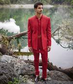 Red scarlet open jacket set