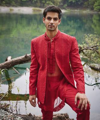 Red scarlet open jacket set 2