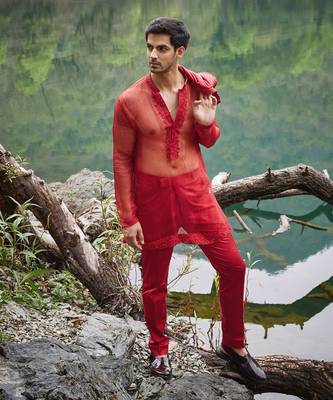 Red scarlet open jacket set 4