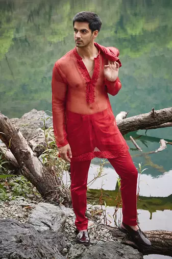 Red scarlet open jacket set