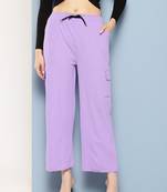 Aarika womens casual wear purple colour solid nylon pant