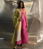 Bloom pink embroidered chanderi kurta set