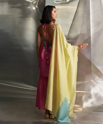 Bloom pink embroidered chanderi kurta set 4