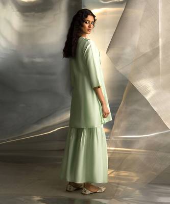 Mint green embroidered chanderi sharara sets 4