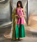 Bloom pink embroidered chanderi sharara sets