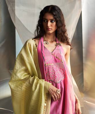 Bloom pink embroidered chanderi sharara sets 3
