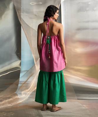 Bloom pink embroidered chanderi sharara sets 4
