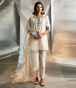 Ivory embroidered chanderi kurta set