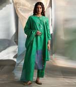 Lush green embroidered chanderi kurta set