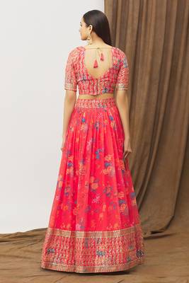 Digital Print Georget Multi Sequnce Work Lehenga Choli With Unstitched Blouse and Stitched print Dupatta For Women 4