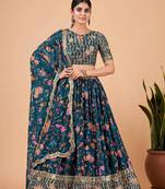 Digital Print Georget Multi Sequnce Work Lehenga Choli With Unstitched Blouse and Stitched print Dupatta For Women
