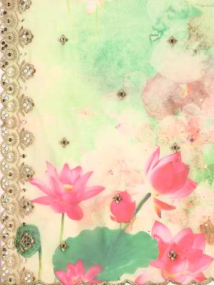 Digital Print Satin SemiStitched Lehenga Choli With Unstitched Blouse and Sequnce Work Orgenza Dupatta For Women 4