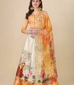 Digital Print Satin SemiStitched Lehenga Choli With Unstitched Blouse and Sequnce Work Orgenza Dupatta For Women