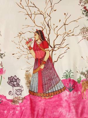 Digital Print Satin SemiStitched Lehenga Choli With Unstitched Blouse and Sequnce Work Orgenza Dupatta For Women 5