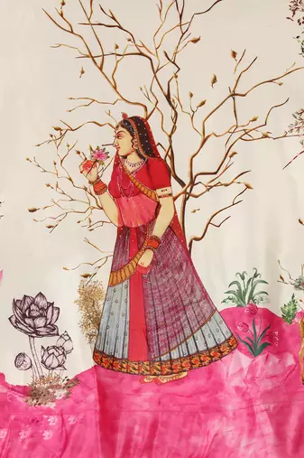 Digital Print Satin SemiStitched Lehenga Choli With Unstitched Blouse and Sequnce Work Orgenza Dupatta For Women