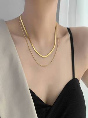 18k plated layered snake chain 5