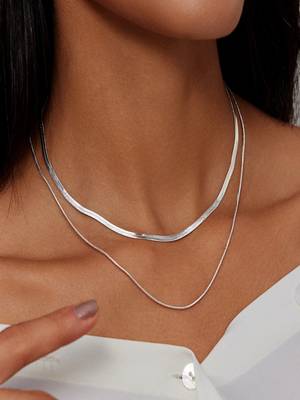 Silver plated layered snake chain 1