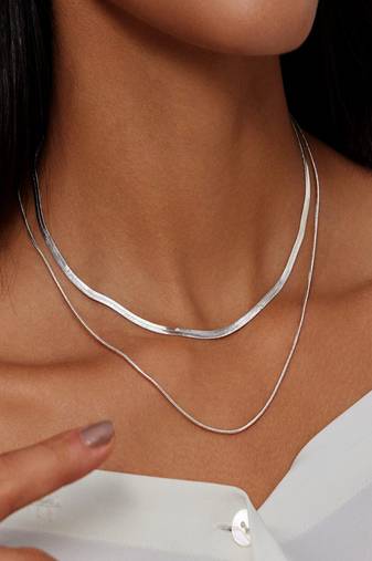 Silver plated layered snake chain