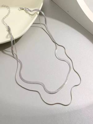 Silver plated layered snake chain 2