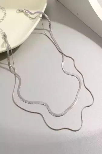 Silver plated layered snake chain