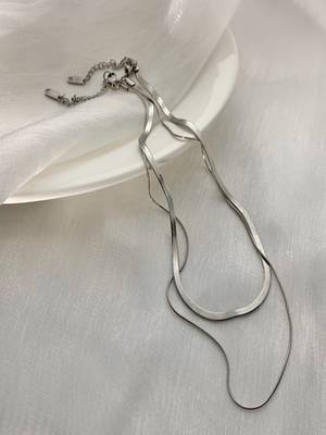 Silver plated layered snake chain 4