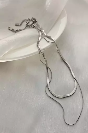 Silver plated layered snake chain