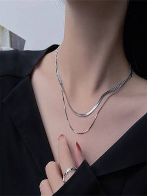 Silver plated layered snake chain 5
