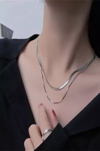 Silver plated layered snake chain