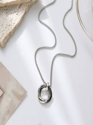 Silver plated circle pendant chain 1