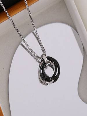 Silver plated circle pendant chain 3