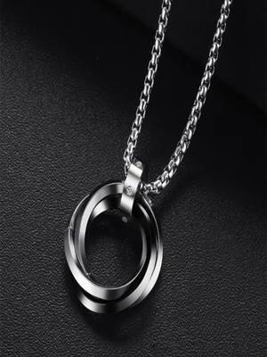 Silver plated circle pendant chain 5