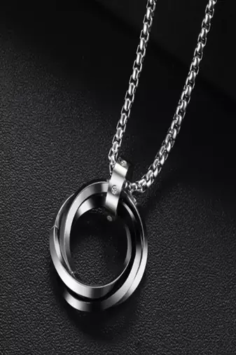 Silver plated circle pendant chain