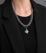 Silver plated w pendant chain