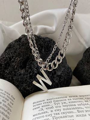 Silver plated w pendant chain 2