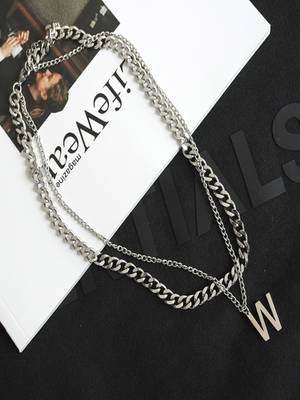 Silver plated w pendant chain 3