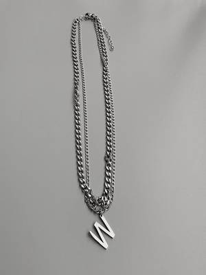 Silver plated w pendant chain 4