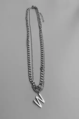 Silver plated w pendant chain