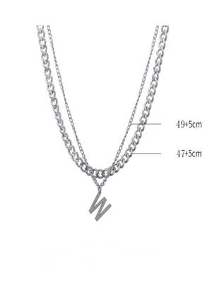 Silver plated w pendant chain 5