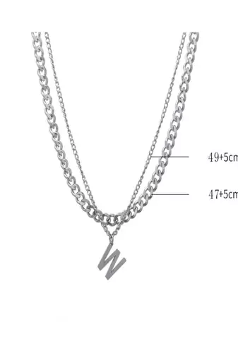 Silver plated w pendant chain