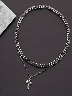 Silver plated cuban chain necklace 1