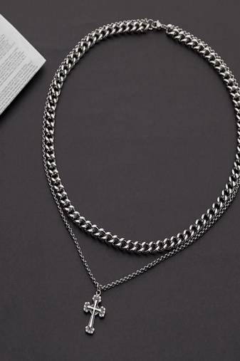 Silver plated cuban chain necklace