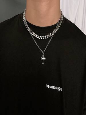 Silver plated cuban chain necklace 2