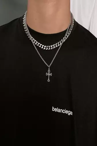 Silver plated cuban chain necklace