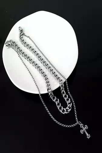 Silver plated cuban chain necklace