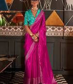 Pink Silk Weaving Viscose Zari Weaving Rich Pallu Saree With Blouse For Women