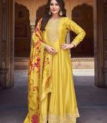 Vichitra silk yellow embroidered and sequin work salwar kameez
