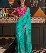 Teal Silk Weaving Viscose Zari Weaving Rich Pallu Saree With Blouse For Women