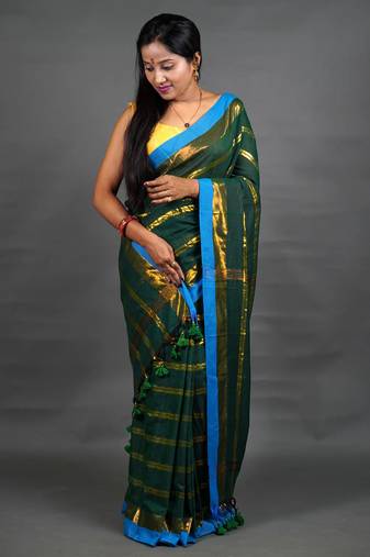 Khadi Handloom Check Saree With Blouse Piece